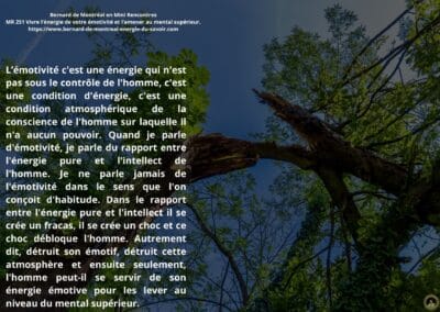 MR-251 : Vivre l’énergie de votre émotivité et l’amener au mental supérieur