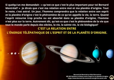 MR-402 : Relation et liaison entre l’esprit et sa planète d’origine