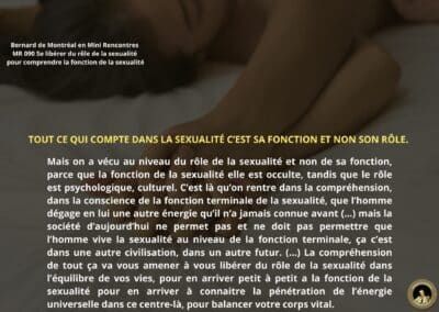 Synthèse vibratoire – Mr 090 Se libérer du rôle de la sexualité pour comprendre la fonction de la sexualité