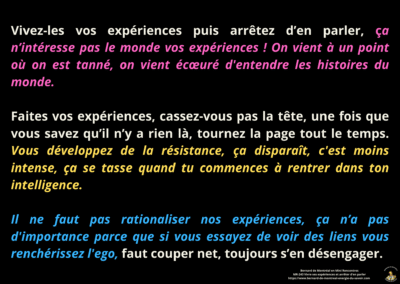 Synthèse vibratoire – MR 243 Vivre ses expériences et arrêter d&rsquo;en parler.